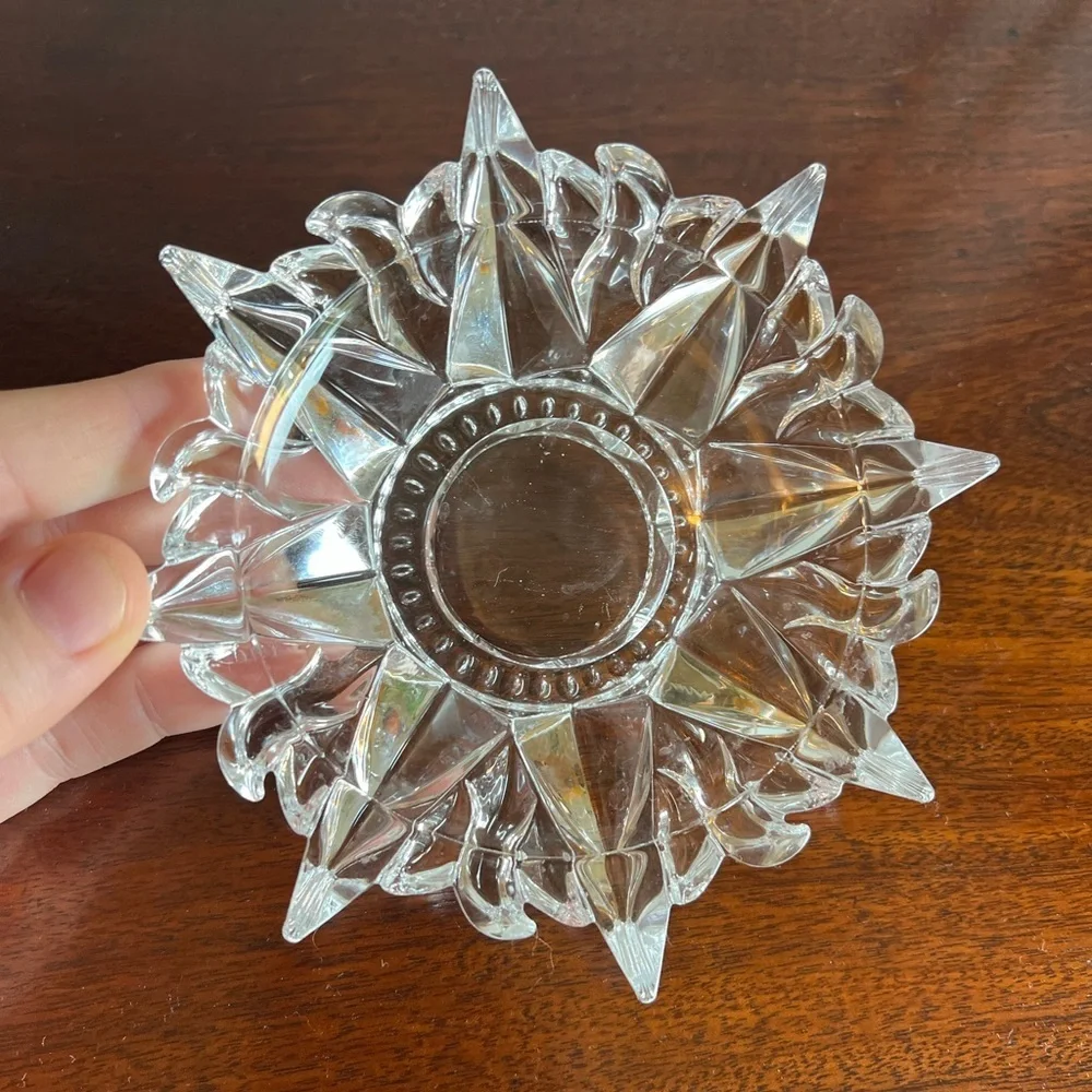 Vintage Starburst Glass Candle Holder Celestial Boho Crystal Votive Star-Shaped